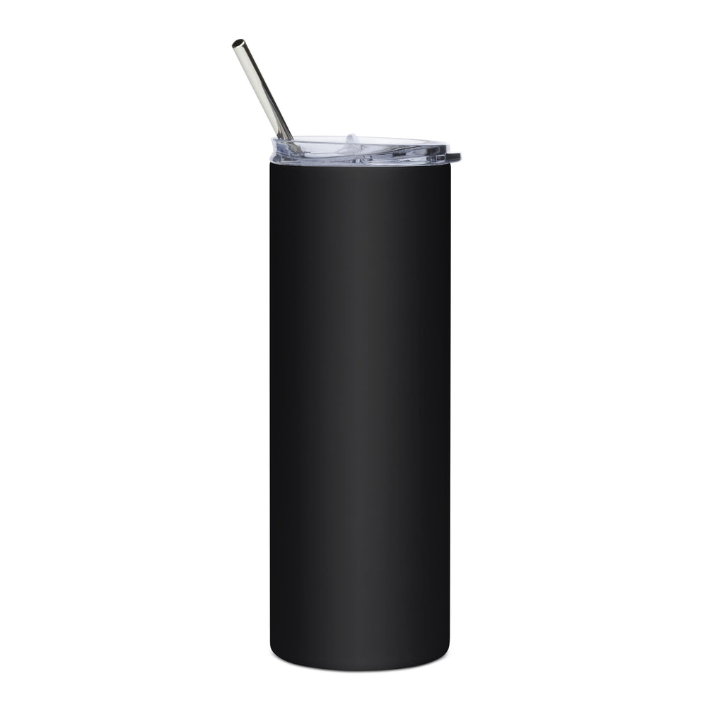Bound by Wi-Fi & Regret sarcastic tumbler - steel black, back view