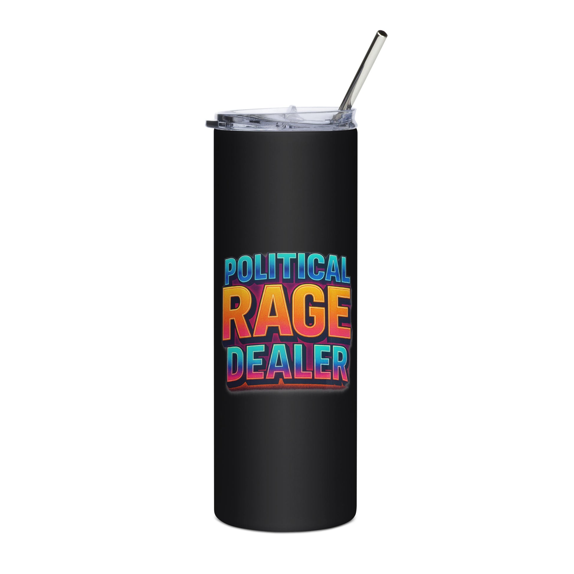 Political Rage Dealer - Sarcastic Tumblers | PureSarcasm in Steel Tumbler Black - Front View | Sarcastic Tumblers | PureSarcasm