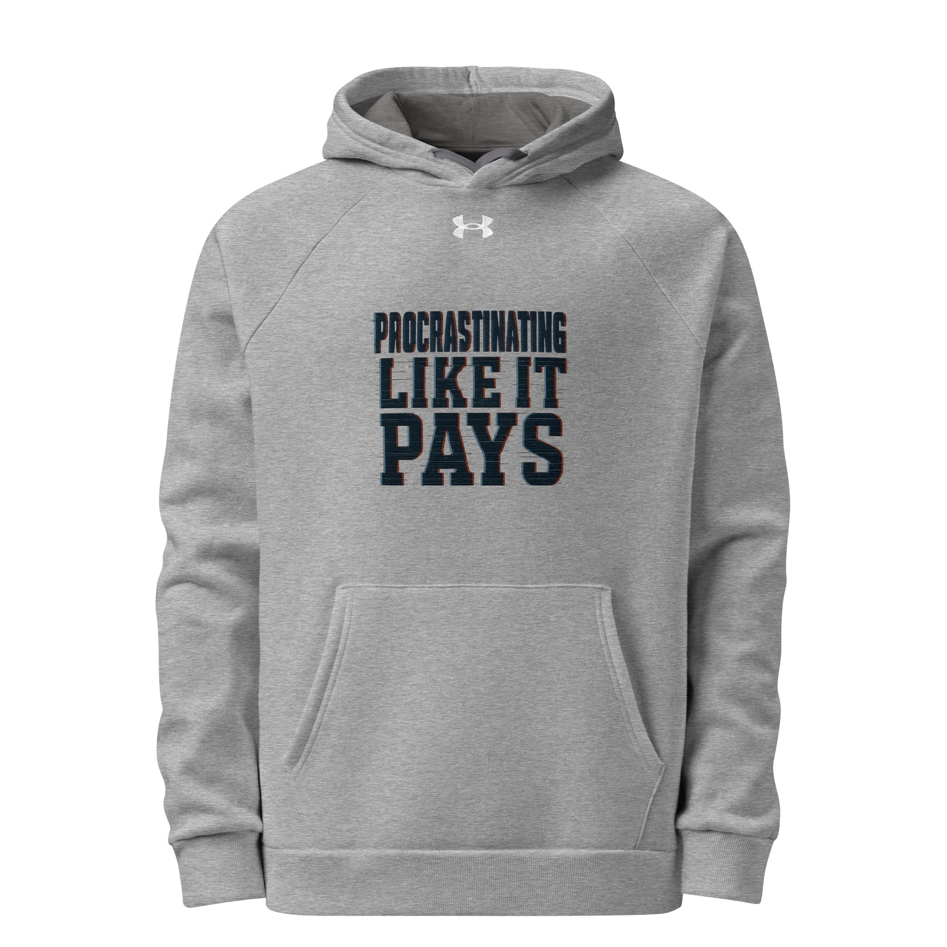 Procrastinating Like It Pays - Sarcastic Hoodie | PureSarcasm in Armour Hoodie Grey - Front View | Sarcastic Hoodie | PureSarcasm