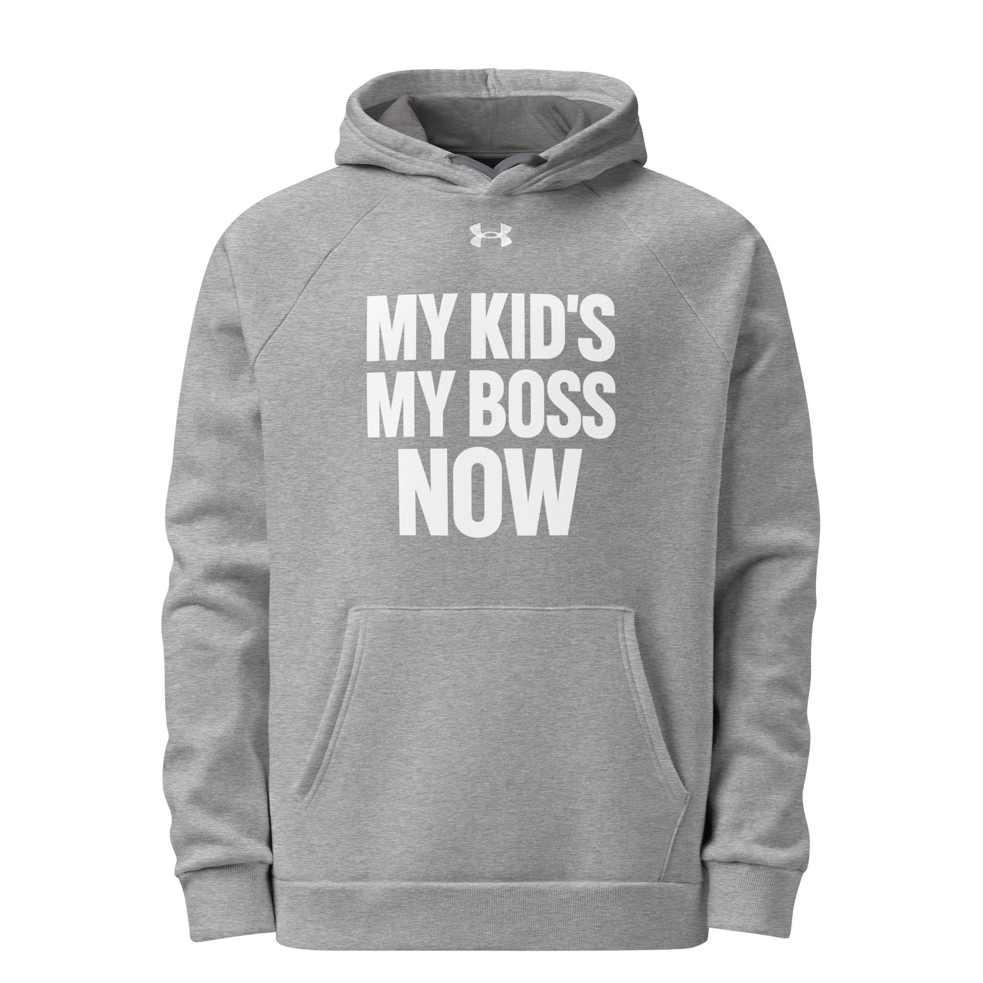 My Kid’s My Boss Now sarcastic hoodie - armour grey, front view