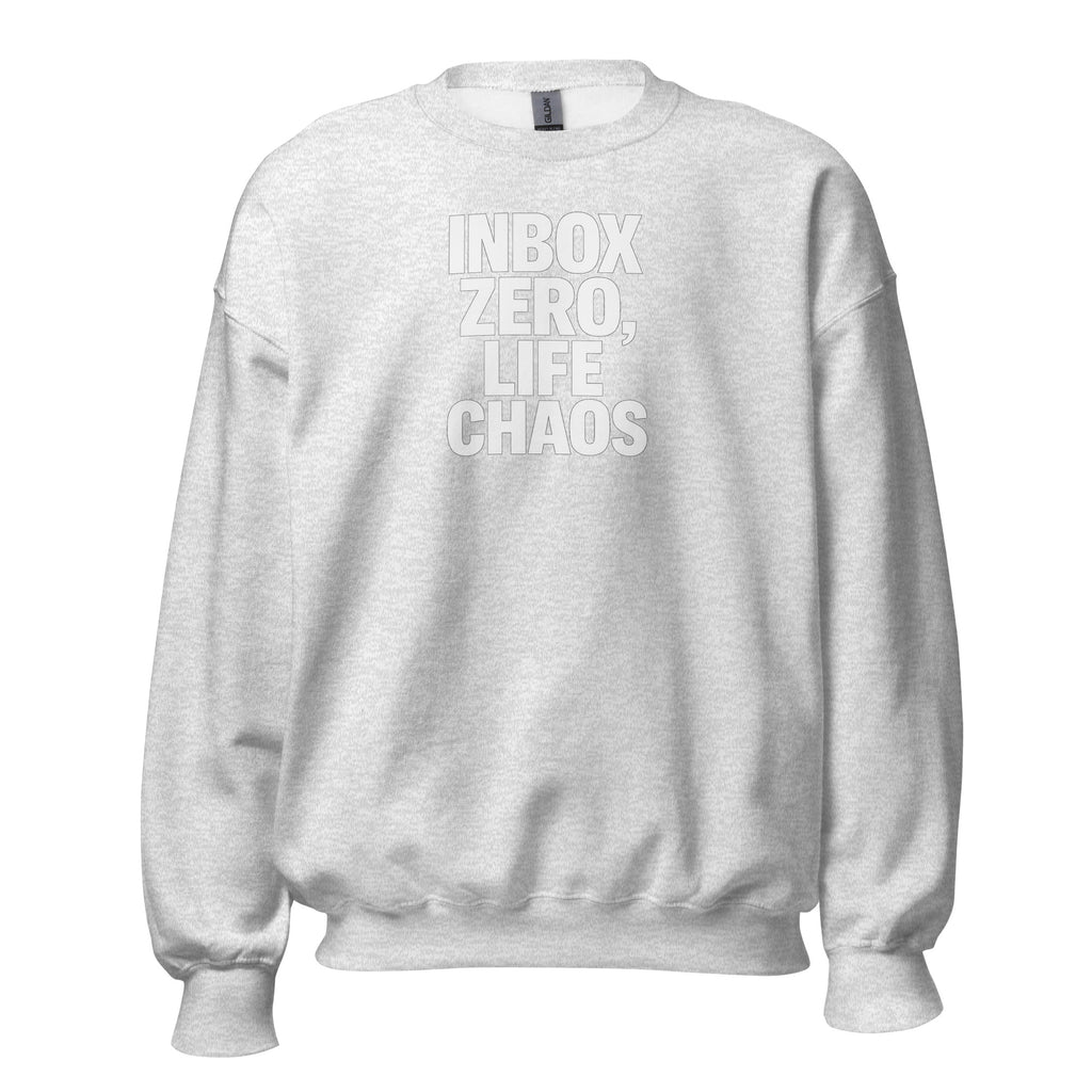 Inbox Zero, Life Chaos sarcastic sweatshirt - neck ash, front view