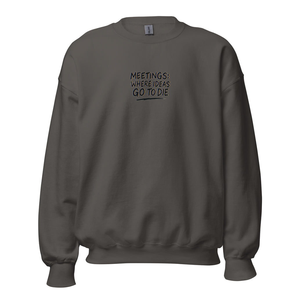 PureSarcasm sarcastic sweatshirt - neck charcoal, front view