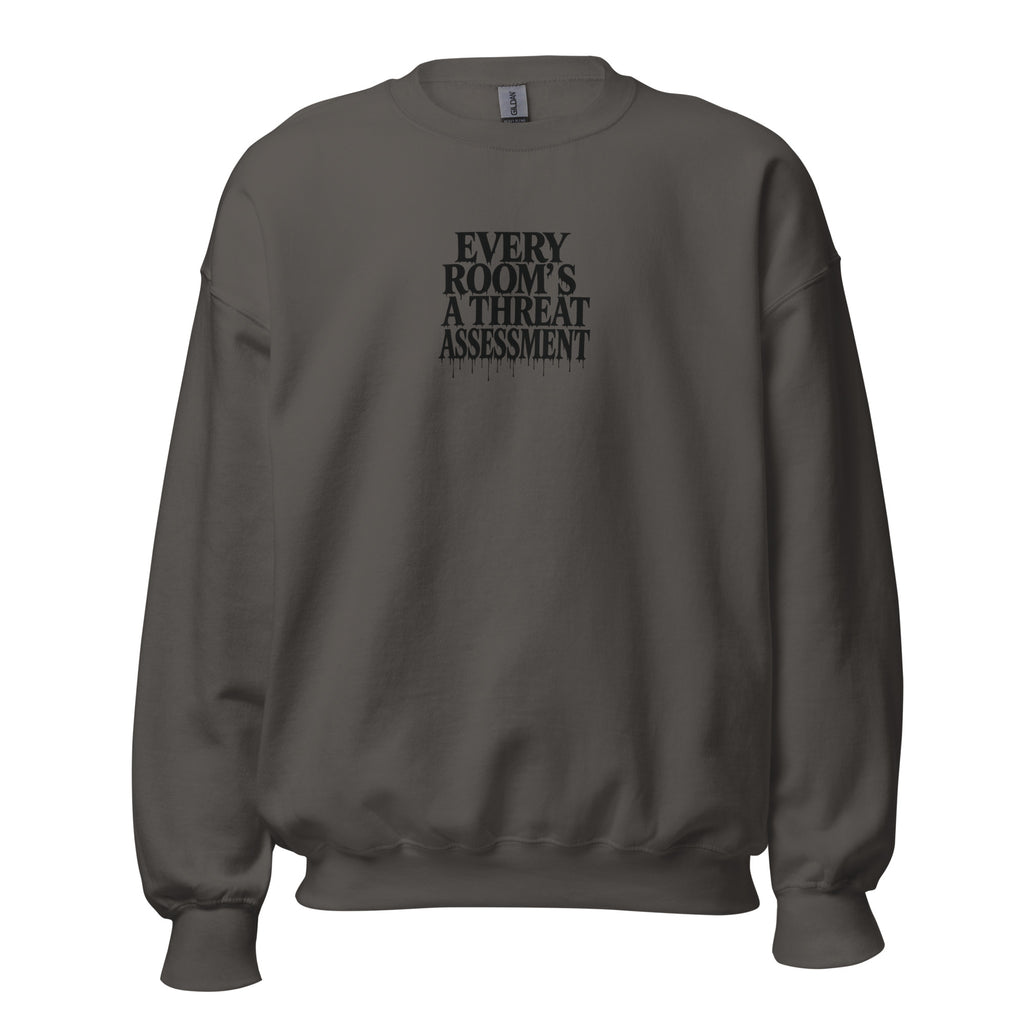 PureSarcasm sarcastic sweatshirt - neck charcoal, front view