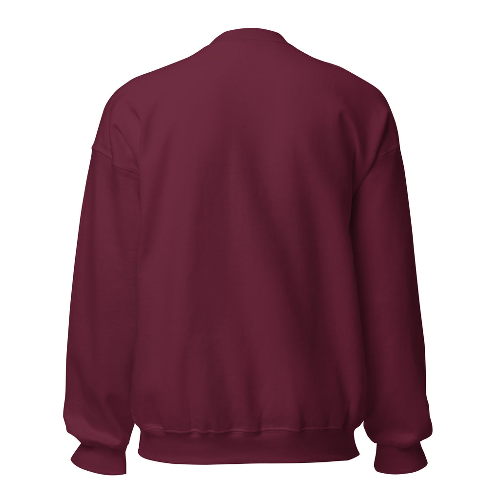 PureSarcasm sarcastic sweatshirt - neck maroon, back view