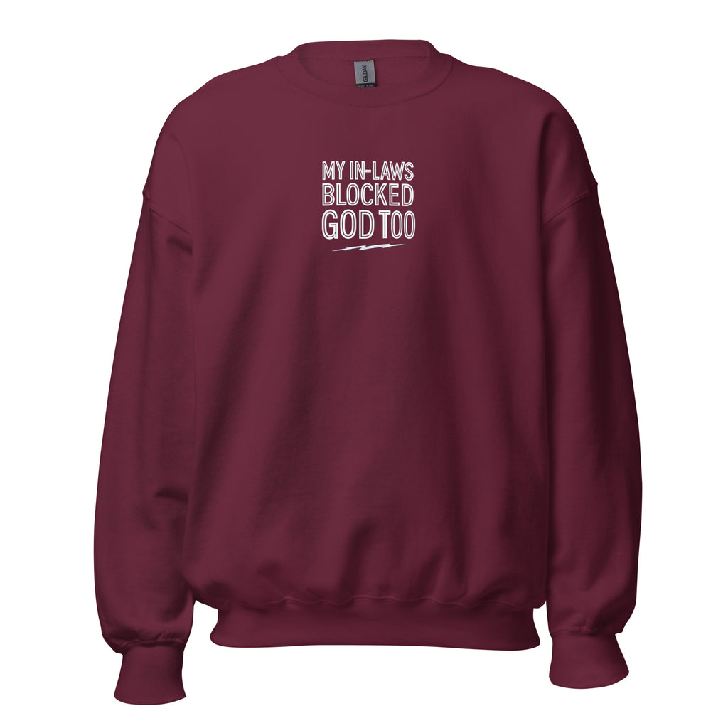 PureSarcasm sarcastic sweatshirt - neck maroon, front view