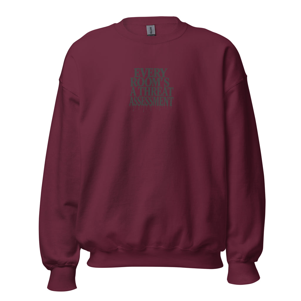 PureSarcasm sarcastic sweatshirt - neck maroon, front view
