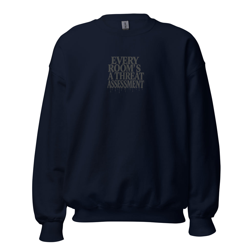 PureSarcasm sarcastic sweatshirt - neck navy, front view