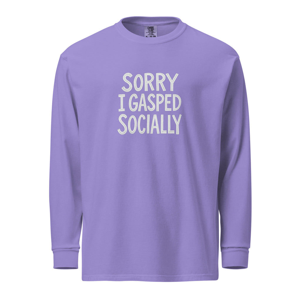 Sorry, I Gasped Socially sarcastic long sleeve shirt - violet, front view