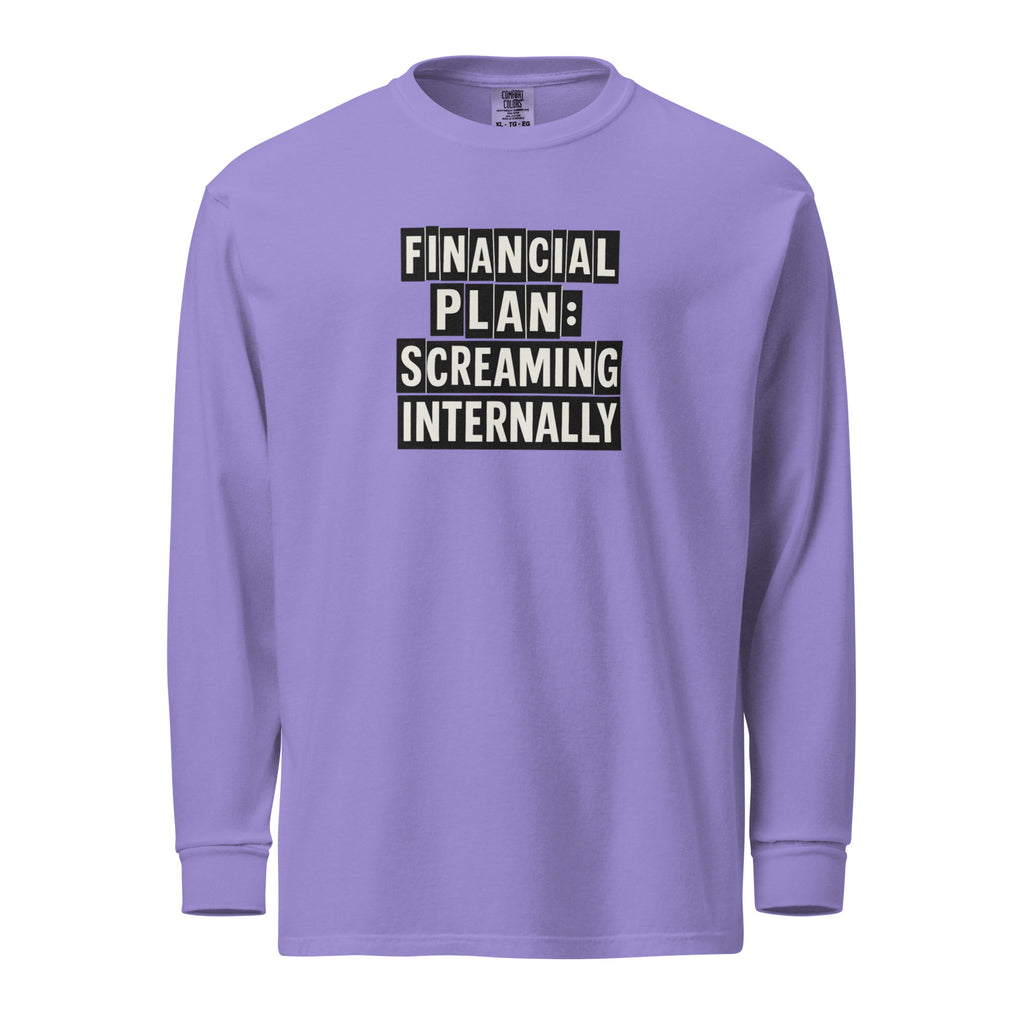 Financial Plan: Screaming Internally sarcastic long sleeve shirt - violet, front view