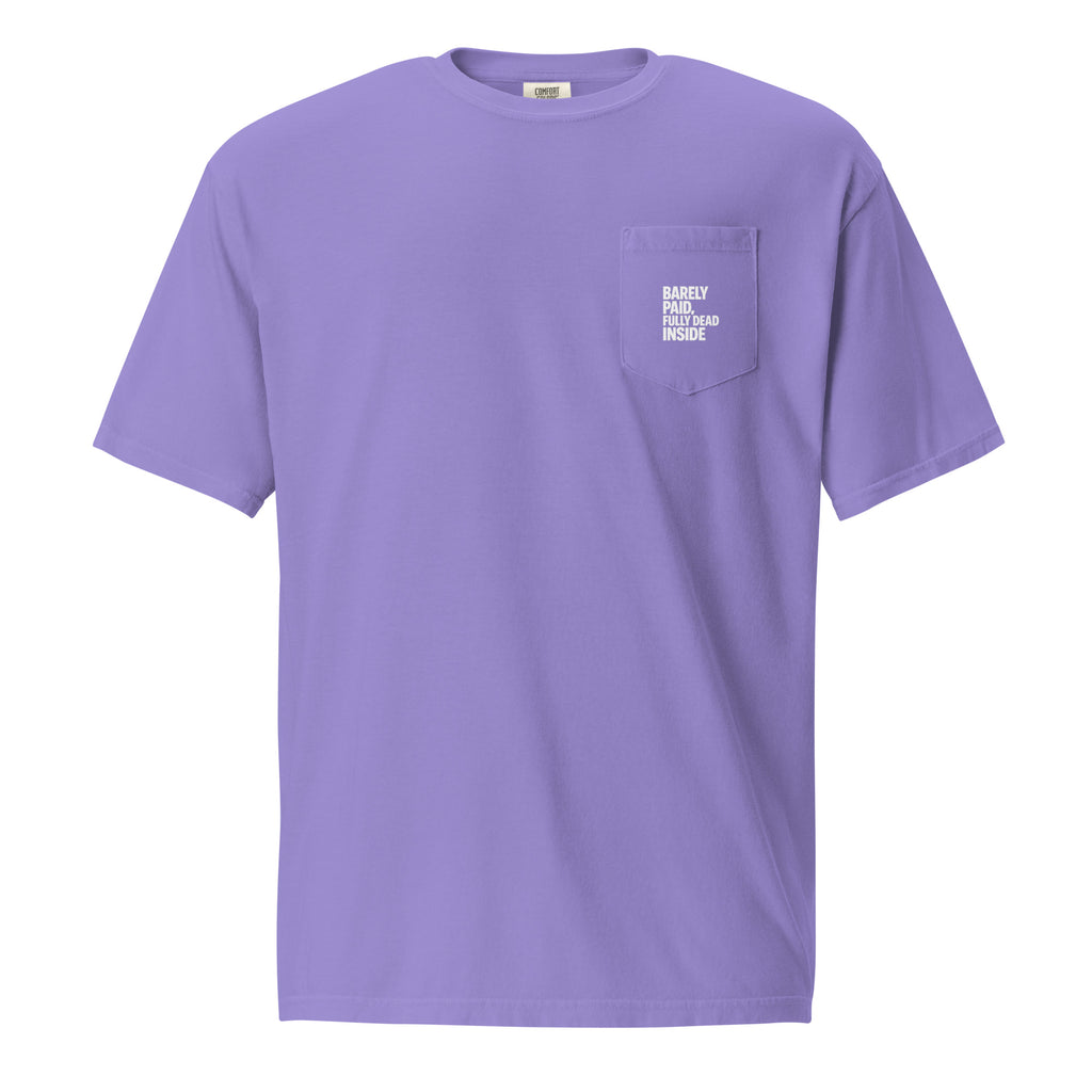 Barely Paid, Fully Dead Inside sarcastic t-shirt - t violet, front view