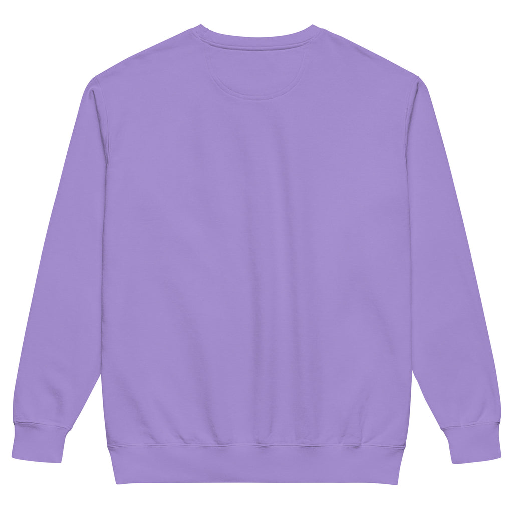 Voted vibes, got tariffs - Sarcastic Sweatshirt | PureSarcasm in Dyed Sweatshirt Violet - Back View | Sarcastic Sweatshirt | PureSarcasm