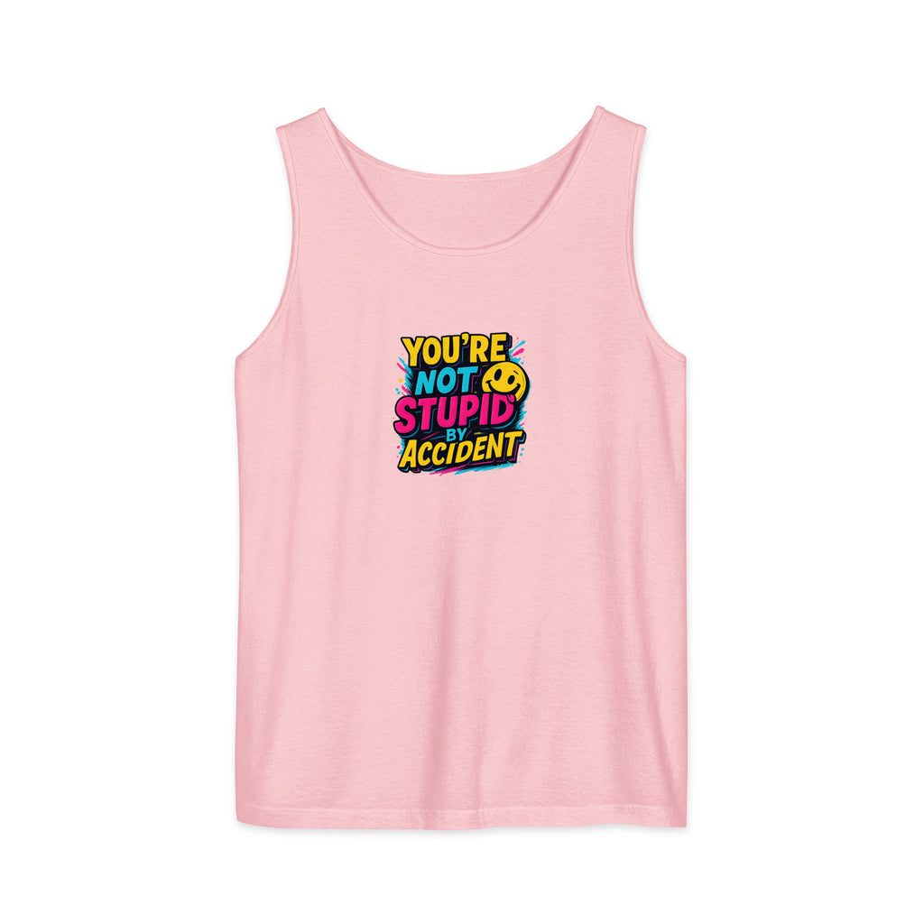PureSarcasm sarcastic tank top - garment dyed, front view
