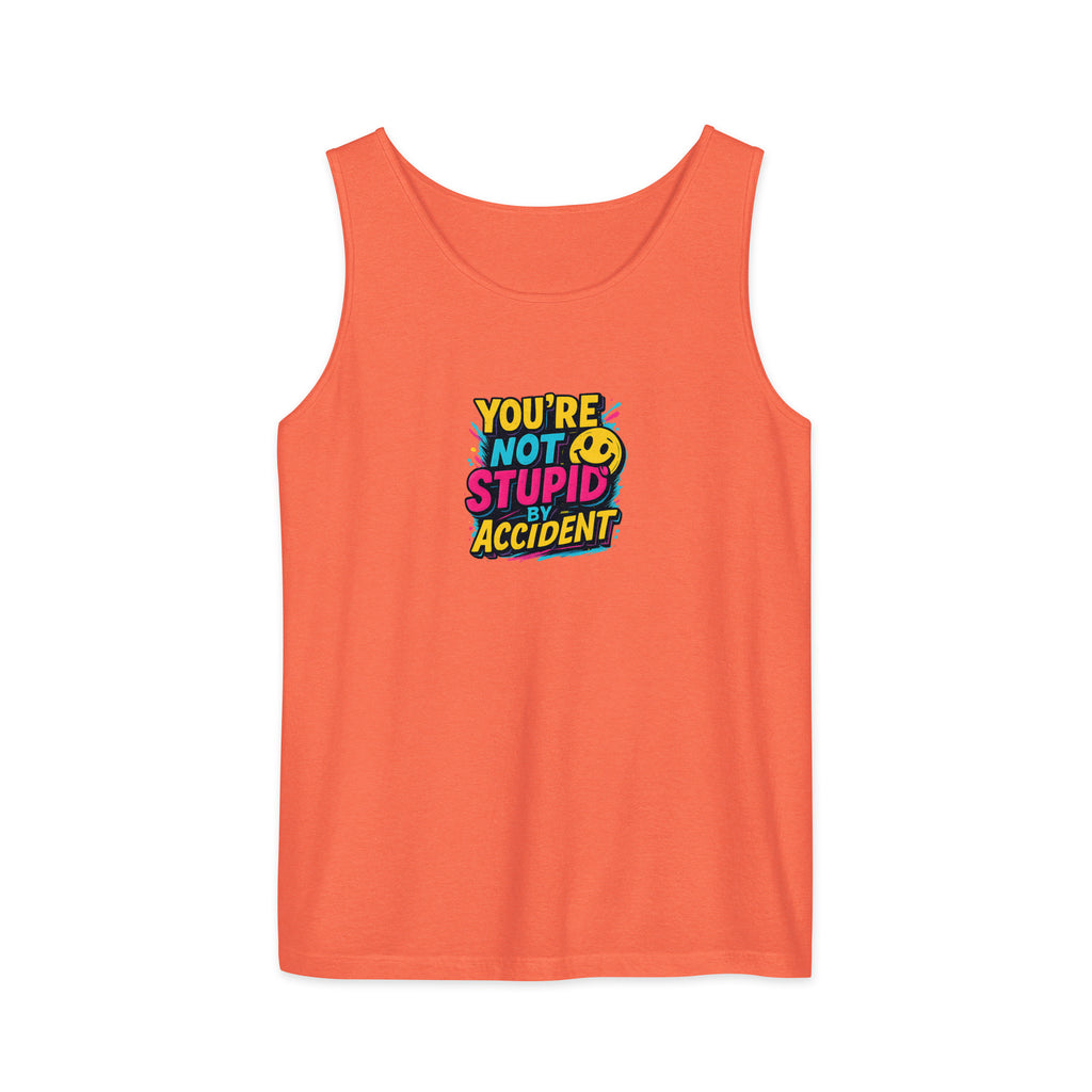 PureSarcasm sarcastic tank top - garment dyed, front view
