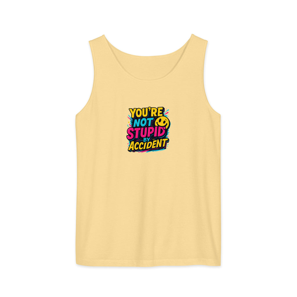 PureSarcasm sarcastic tank top - garment dyed, front view
