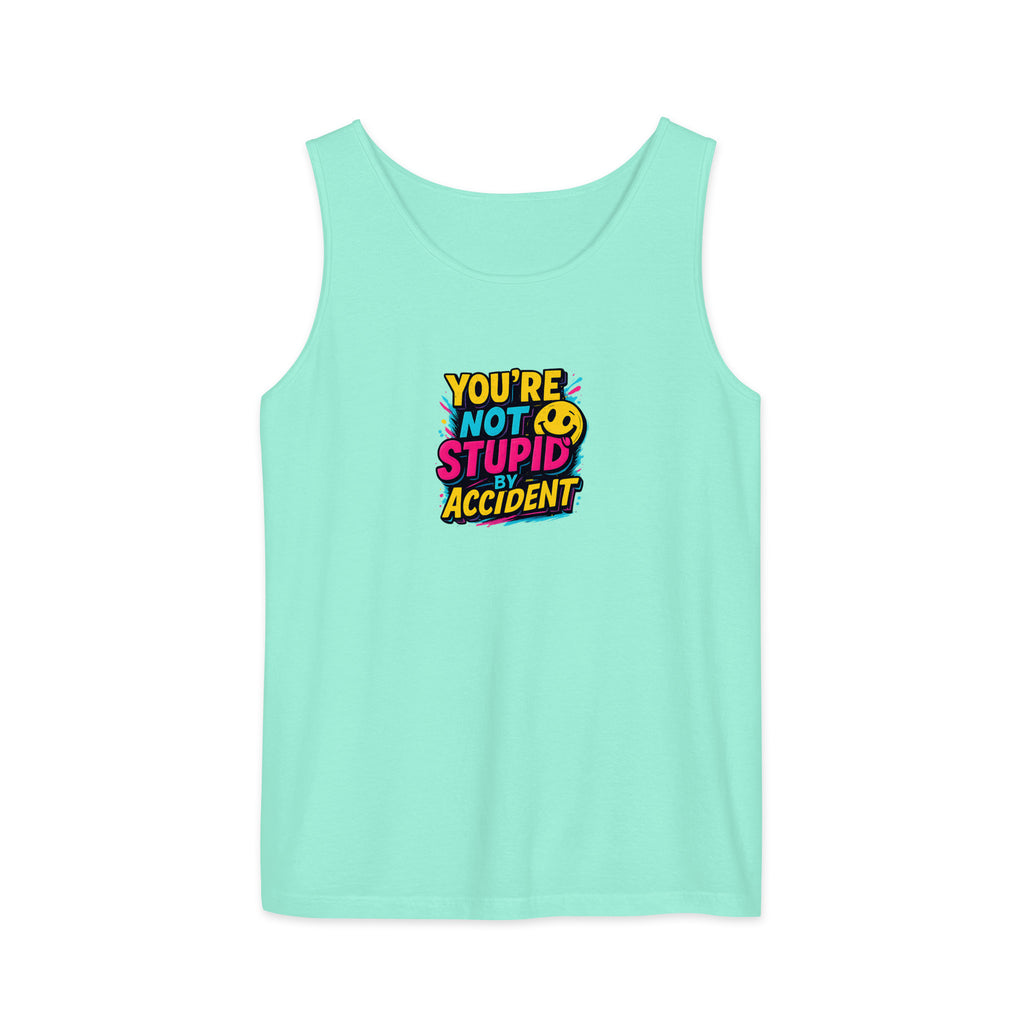 PureSarcasm sarcastic tank top - garment dyed, front view