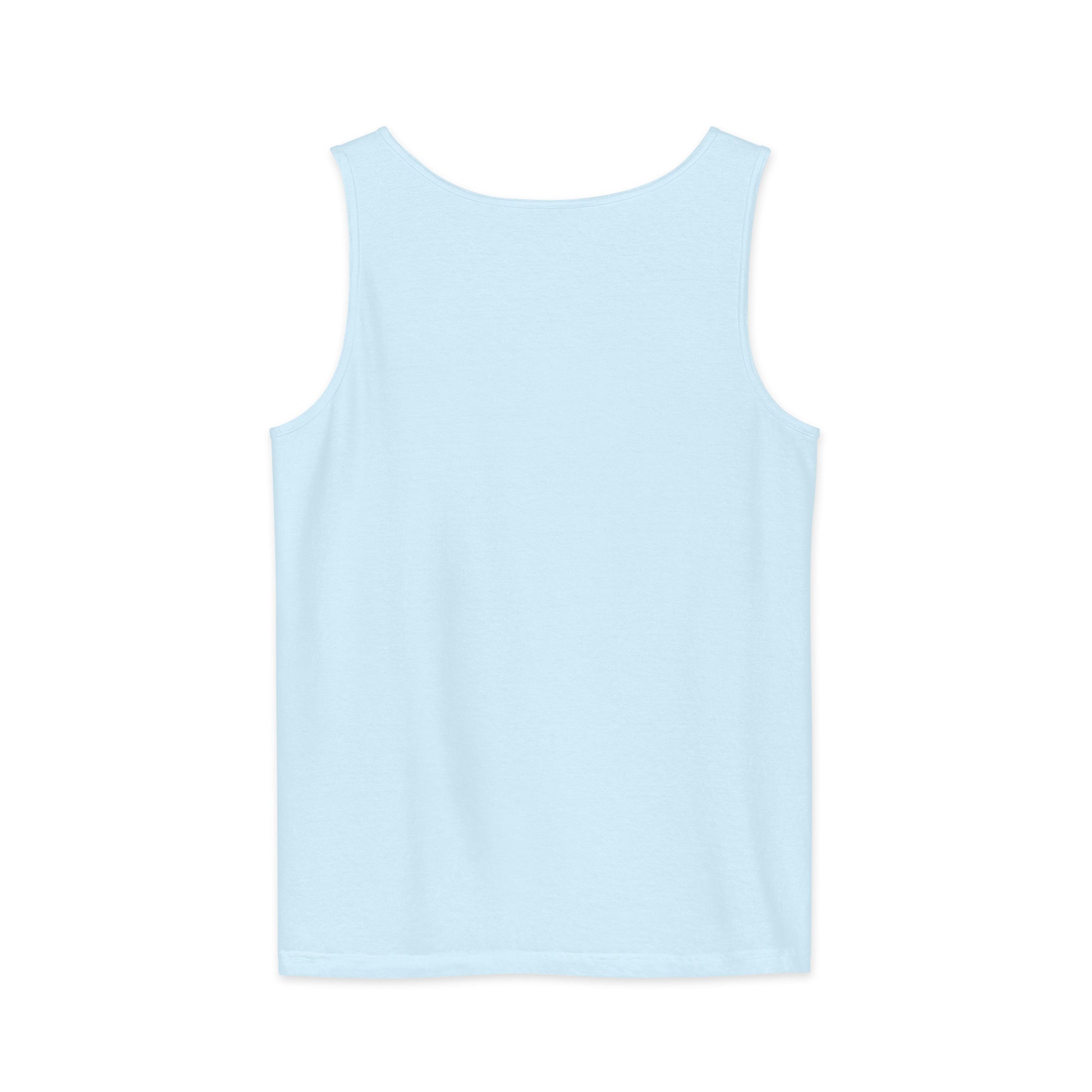 Dad Jokes, Child Support Not Included - Sarcastic Tank Top | PureSarcasm in Garment Dyed Tank - Back View | Sarcastic Tank top | PureSarcasm