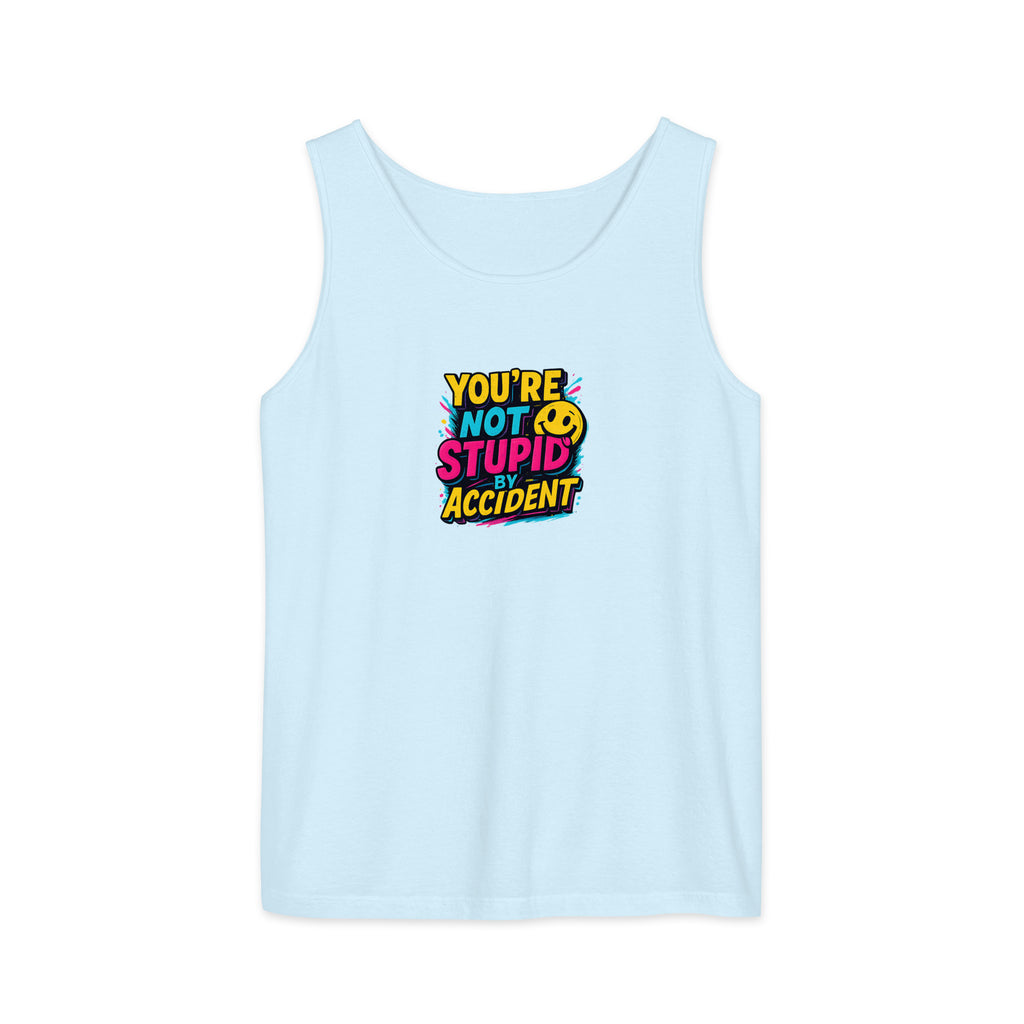 PureSarcasm sarcastic tank top - garment dyed, front view