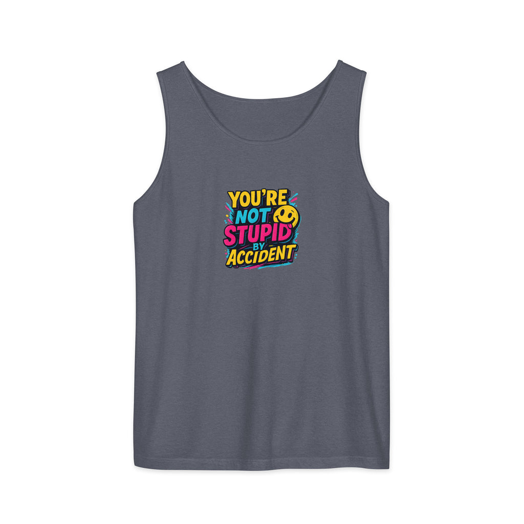 PureSarcasm sarcastic tank top - garment dyed, front view
