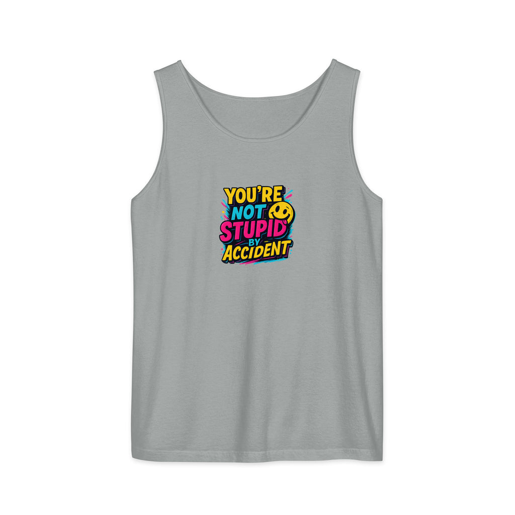 PureSarcasm sarcastic tank top - garment dyed, front view