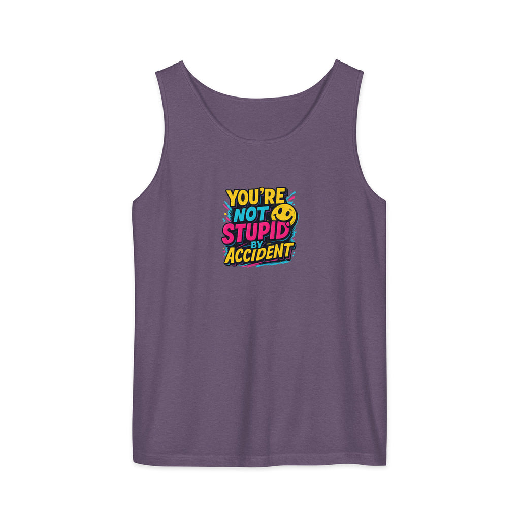 PureSarcasm sarcastic tank top - garment dyed, front view