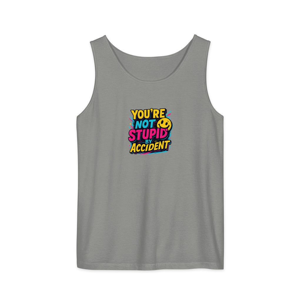 PureSarcasm sarcastic tank top - garment dyed, front view