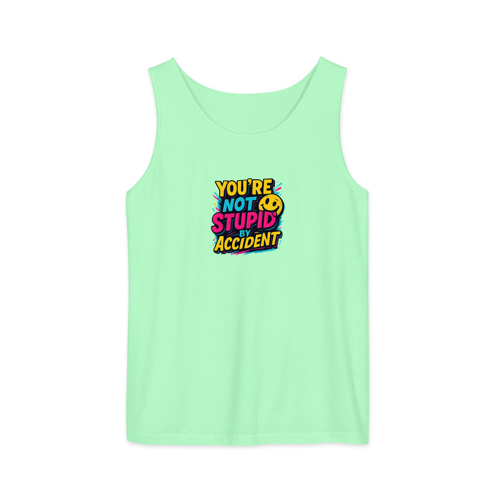 PureSarcasm sarcastic tank top - garment dyed, front view