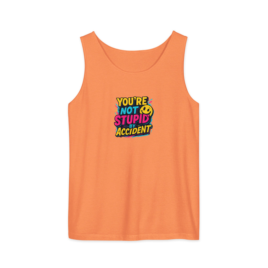 PureSarcasm sarcastic tank top - garment dyed, front view