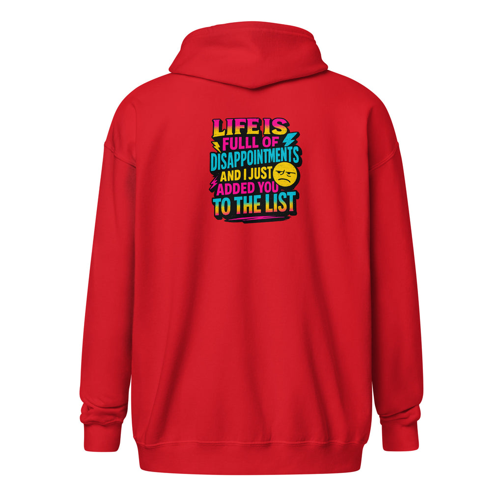 PureSarcasm sarcastic hoodie - zip red, back view
