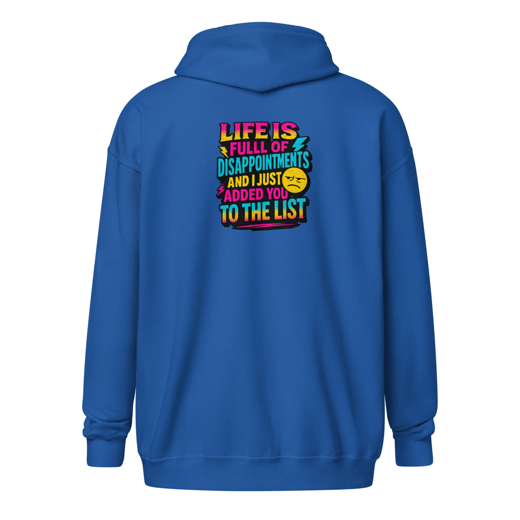 PureSarcasm sarcastic hoodie - zip royal, back view
