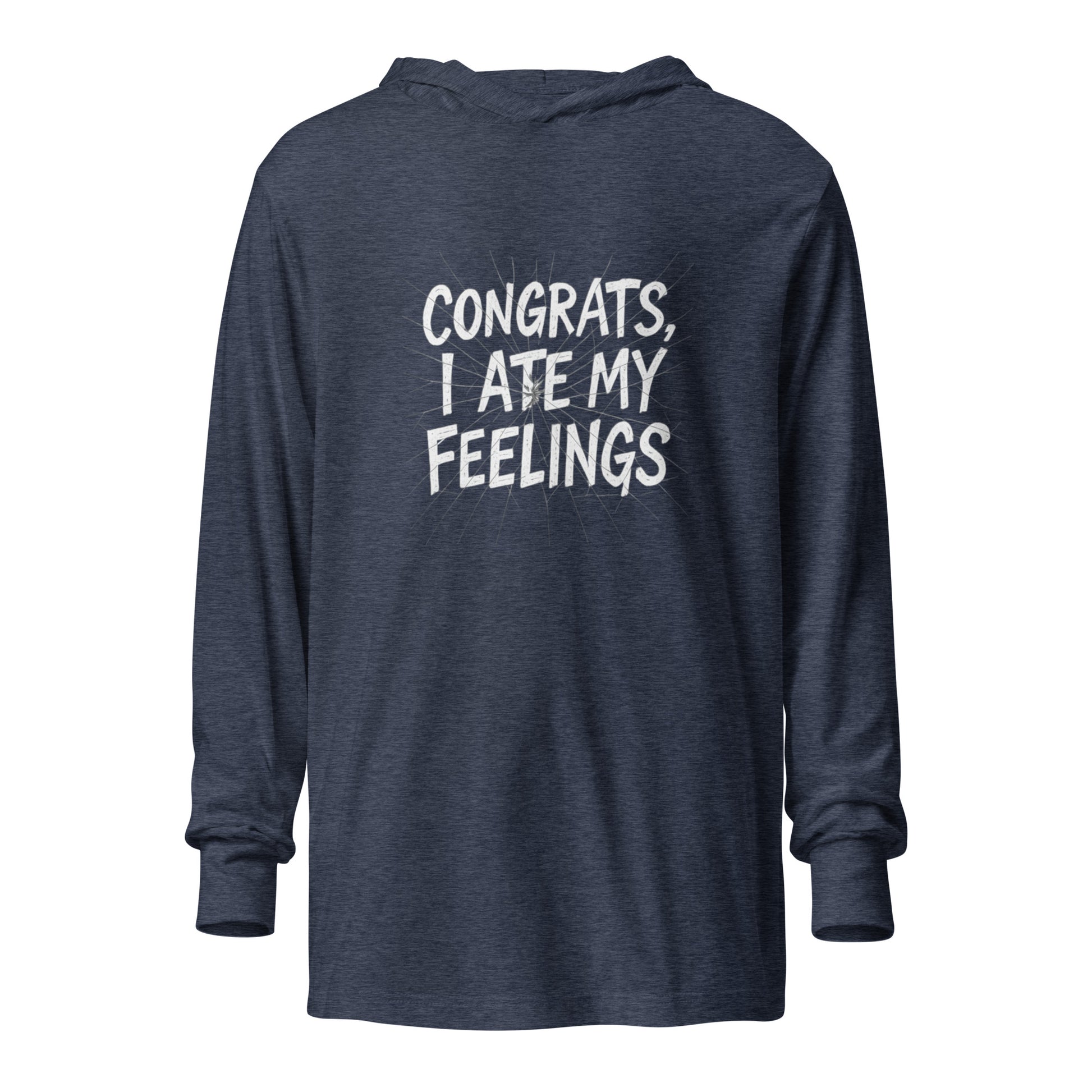 PureSarcasm sarcastic long sleeve shirt - heather navy, front view