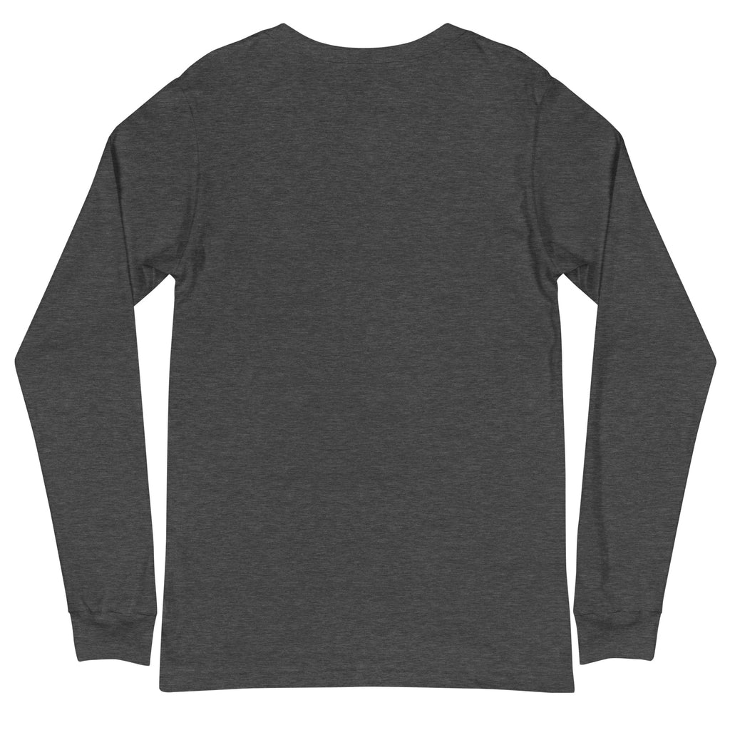 Living for That One Email sarcastic long sleeve shirt - dark grey heather, back view