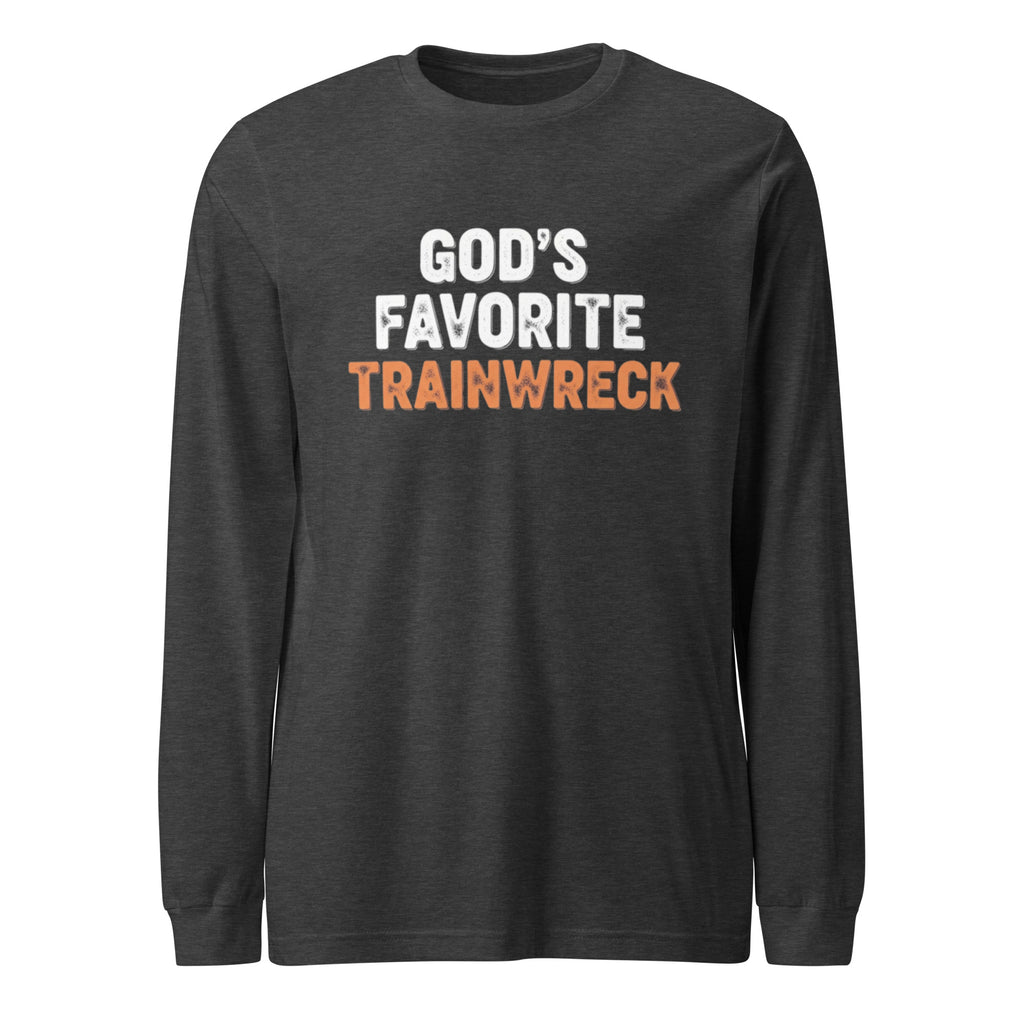 PureSarcasm sarcastic long sleeve shirt - dark grey heather, front view
