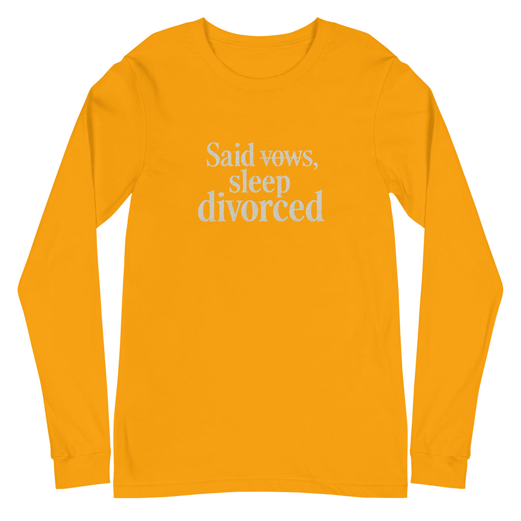 PureSarcasm sarcastic long sleeve shirt - gold, front view