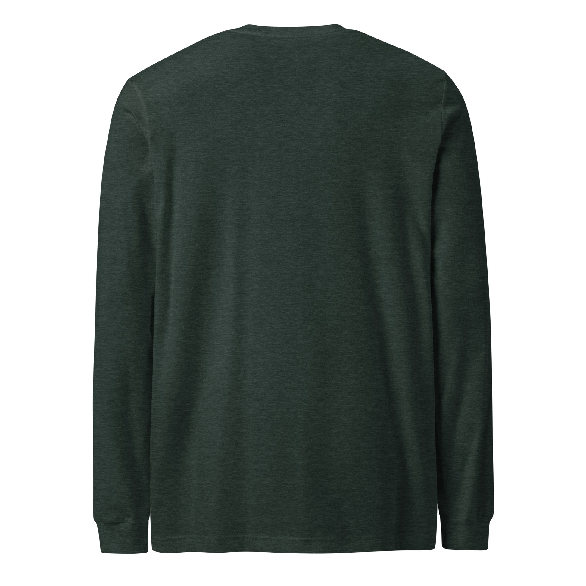 Sorry, Wrong Group Chat sarcastic long sleeve shirt - heather forest, back view