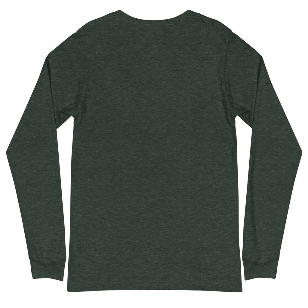 Living for That One Email sarcastic long sleeve shirt - heather forest, back view