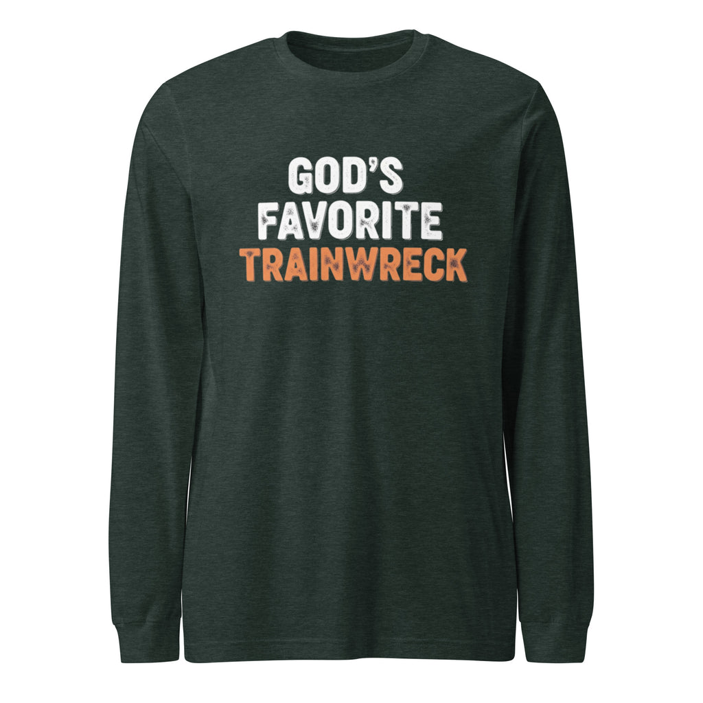PureSarcasm sarcastic long sleeve shirt - heather forest, front view