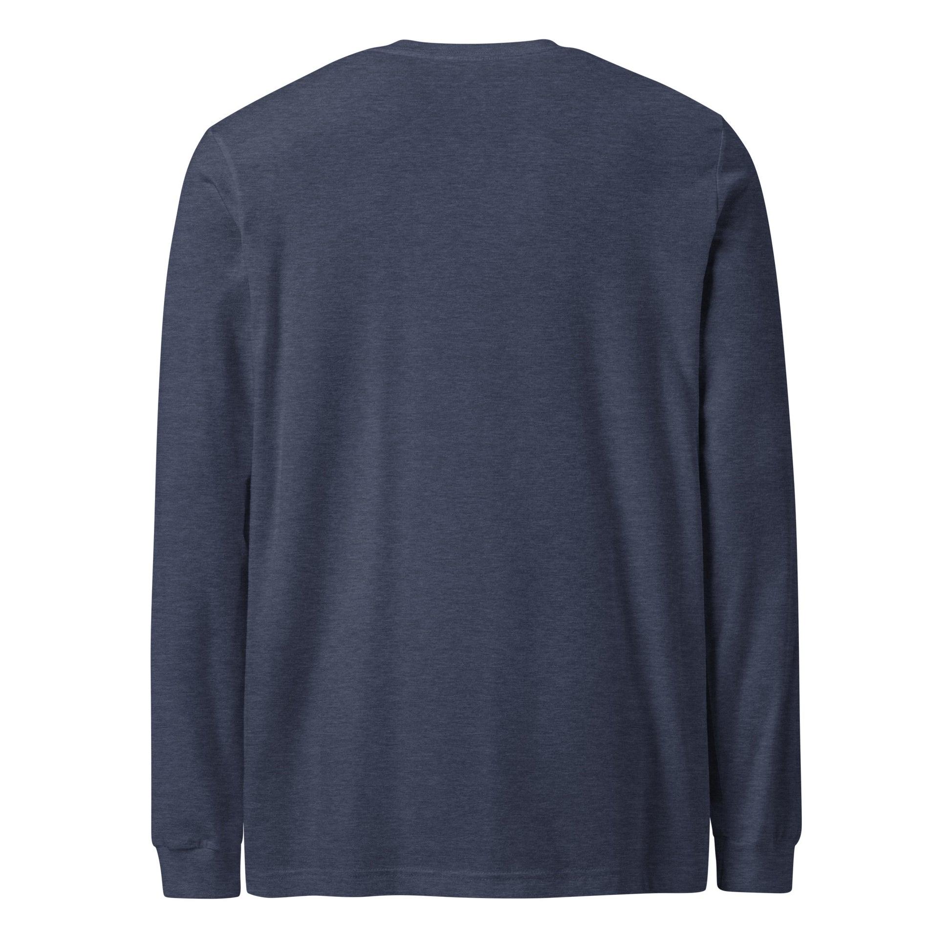 Sorry, Wrong Group Chat sarcastic long sleeve shirt - heather navy, back view