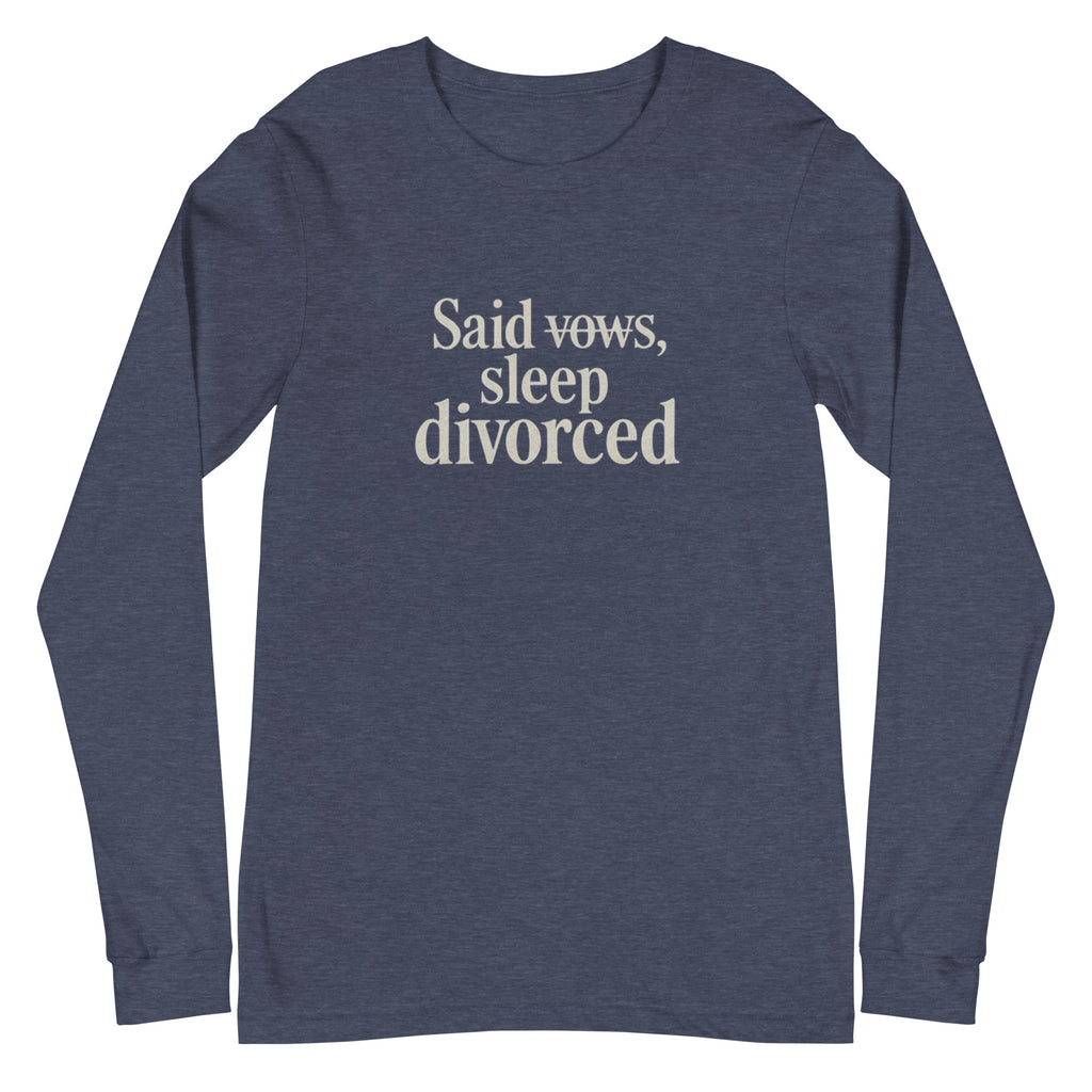 PureSarcasm sarcastic long sleeve shirt - heather navy, front view