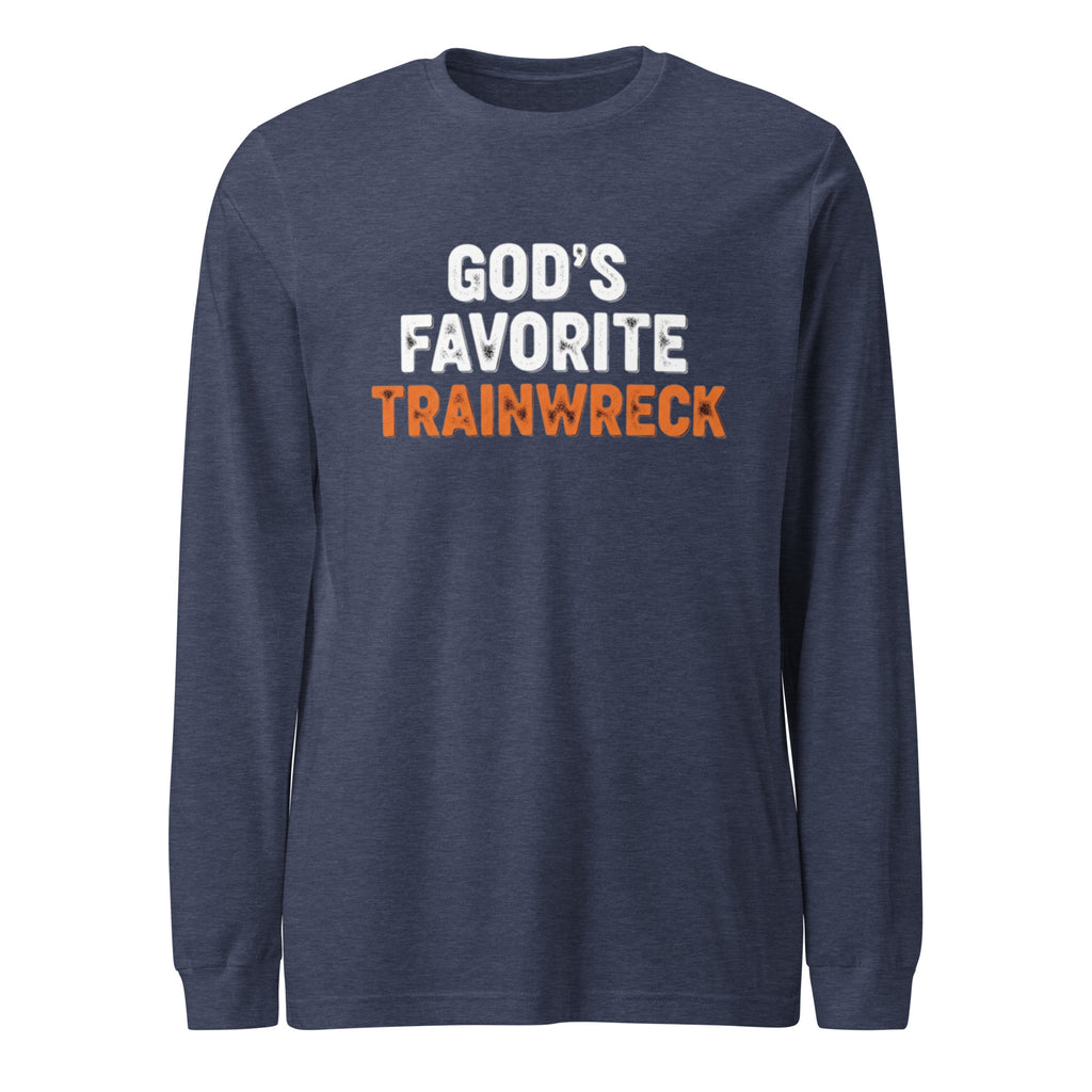 PureSarcasm sarcastic long sleeve shirt - heather navy, front view