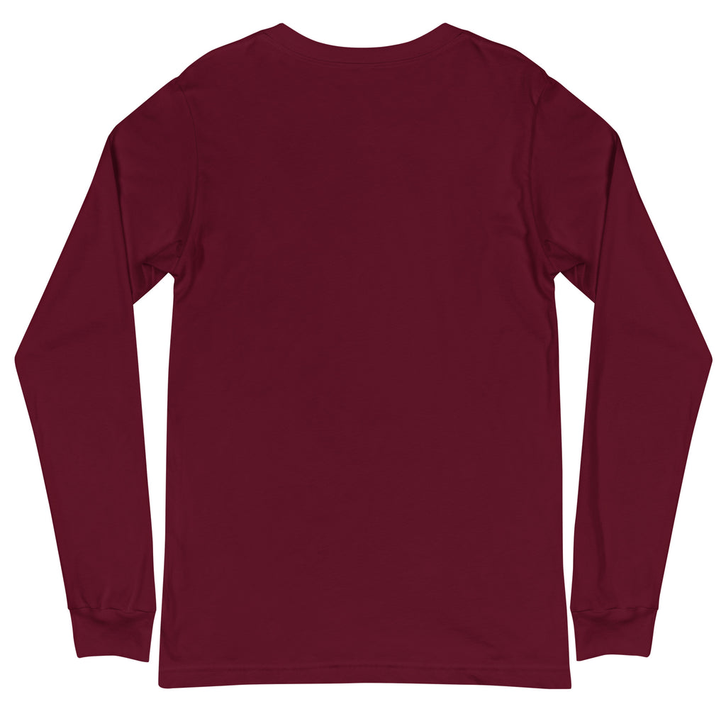 PureSarcasm sarcastic long sleeve shirt - maroon, back view