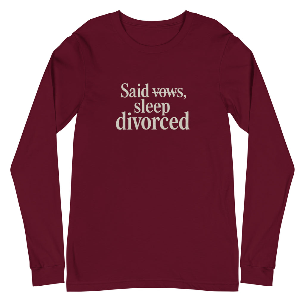 PureSarcasm sarcastic long sleeve shirt - maroon, front view