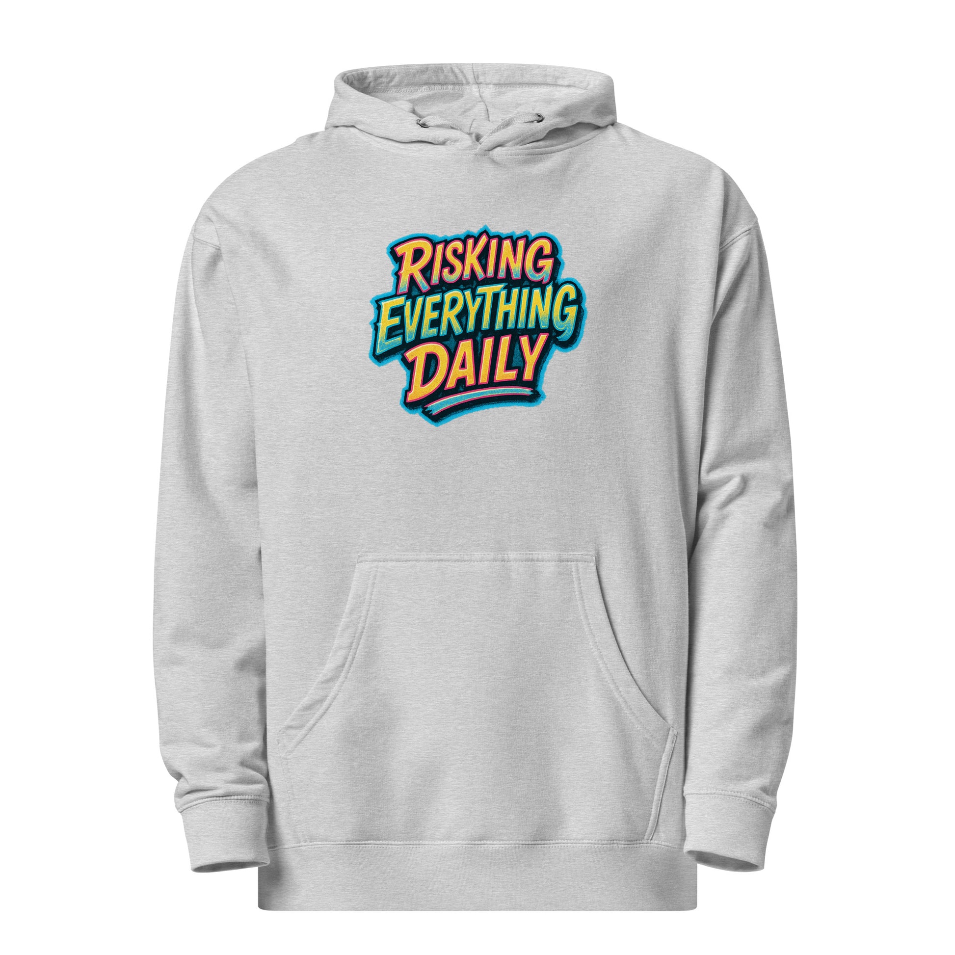 Risking Everything Daily - Sarcastic Hoodies | PureSarcasm in Hoodie Grey Heather - Front View | Sarcastic Hoodies | PureSarcasm