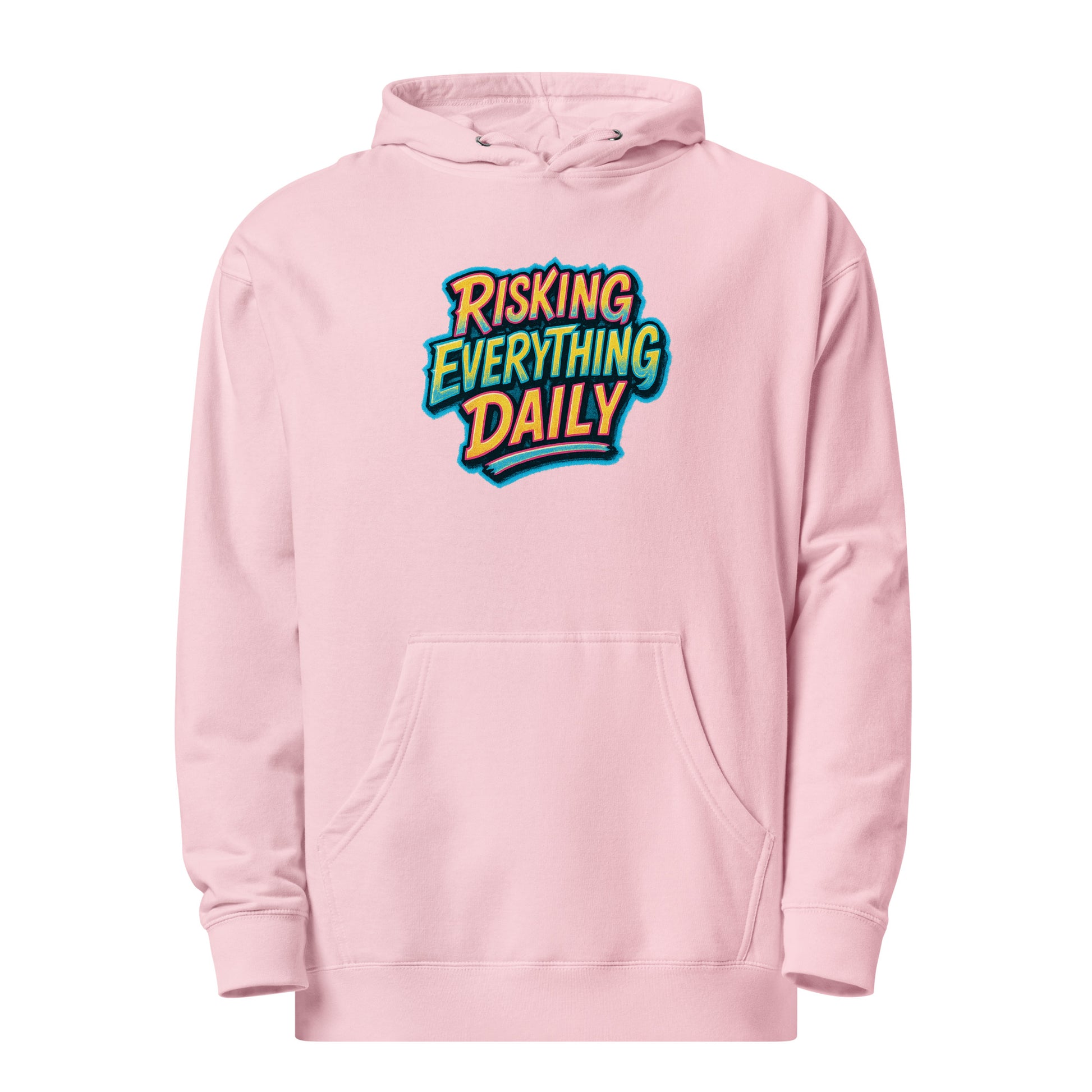 Risking Everything Daily - Sarcastic Hoodies | PureSarcasm in Hoodie Light Pink - Front View | Sarcastic Hoodies | PureSarcasm