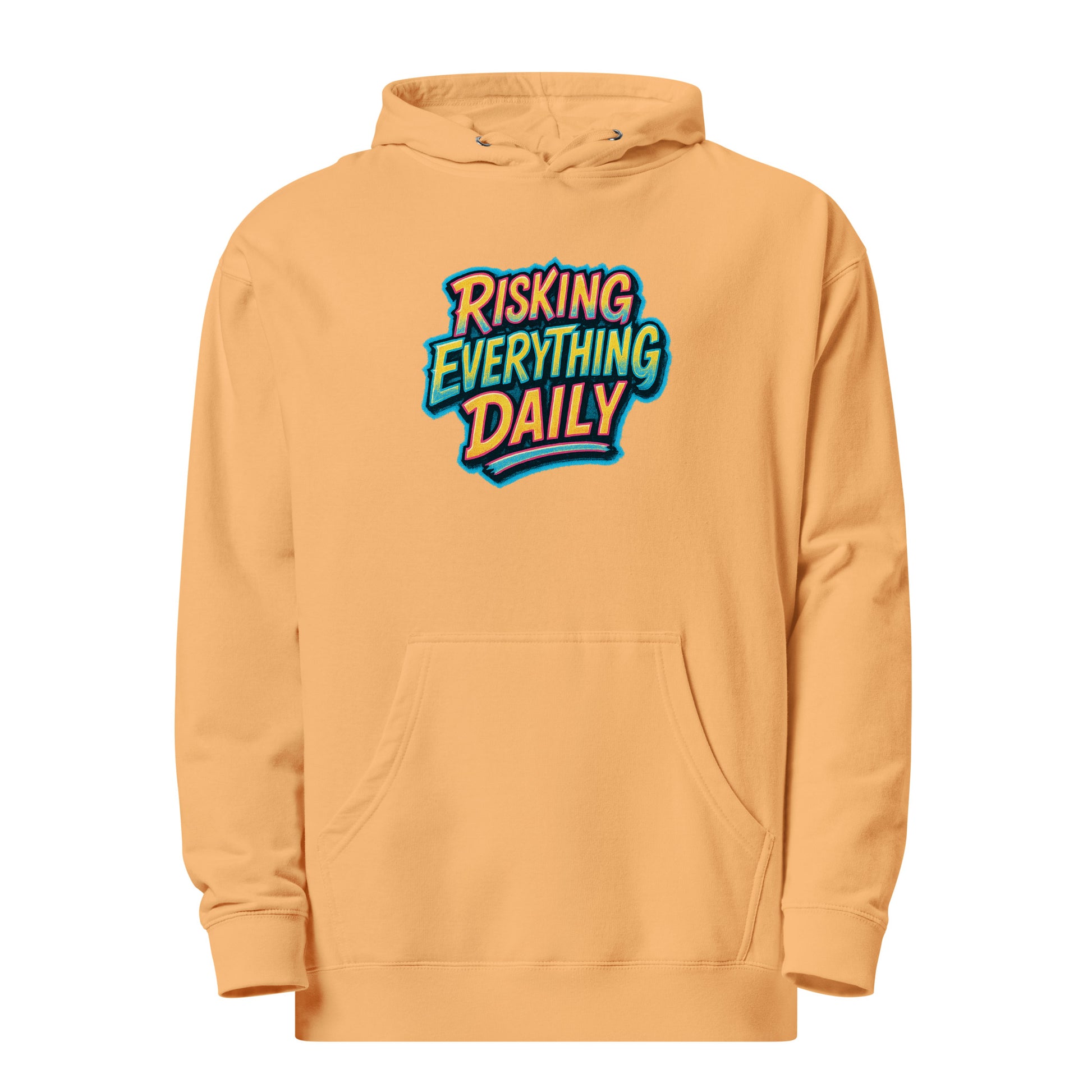 Risking Everything Daily - Sarcastic Hoodies | PureSarcasm in Midweight Hoodie Peach - Front View | Sarcastic Hoodies | PureSarcasm