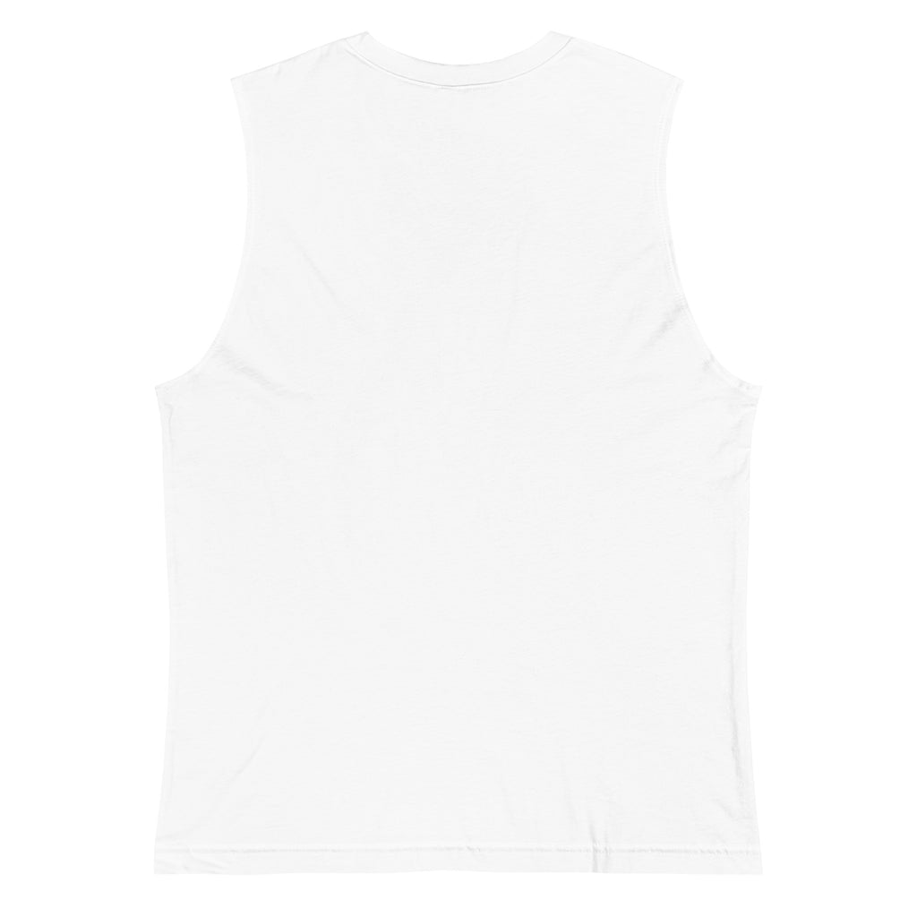 Anxiety: My Full-Time Unpaid Job - Sarcastic Tank Top | PureSarcasm in Muscle Shirt White - Back View | Sarcastic Tank top | PureSarcasm