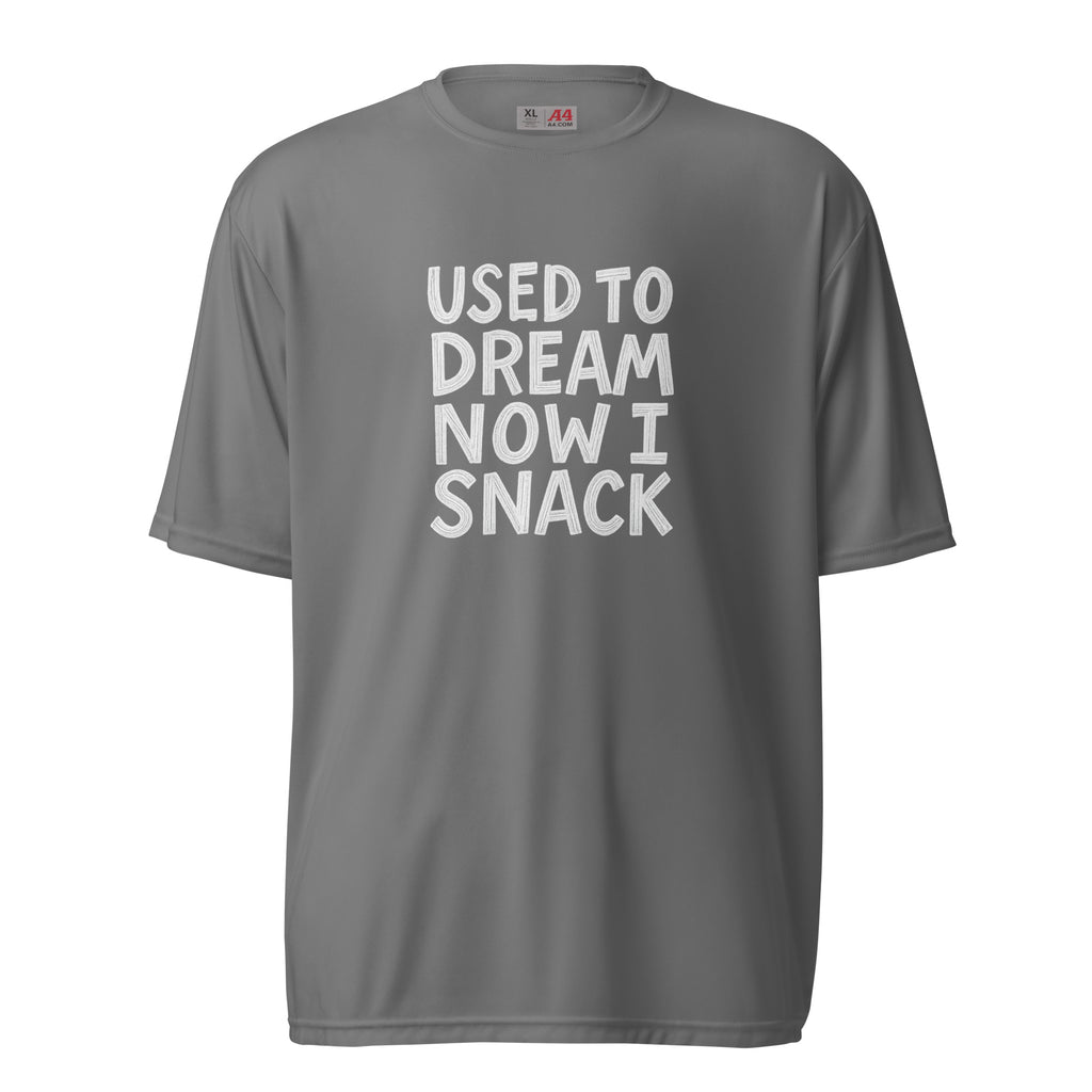 Used to Dream, Now I Snack sarcastic t-shirt - t graphite, front view