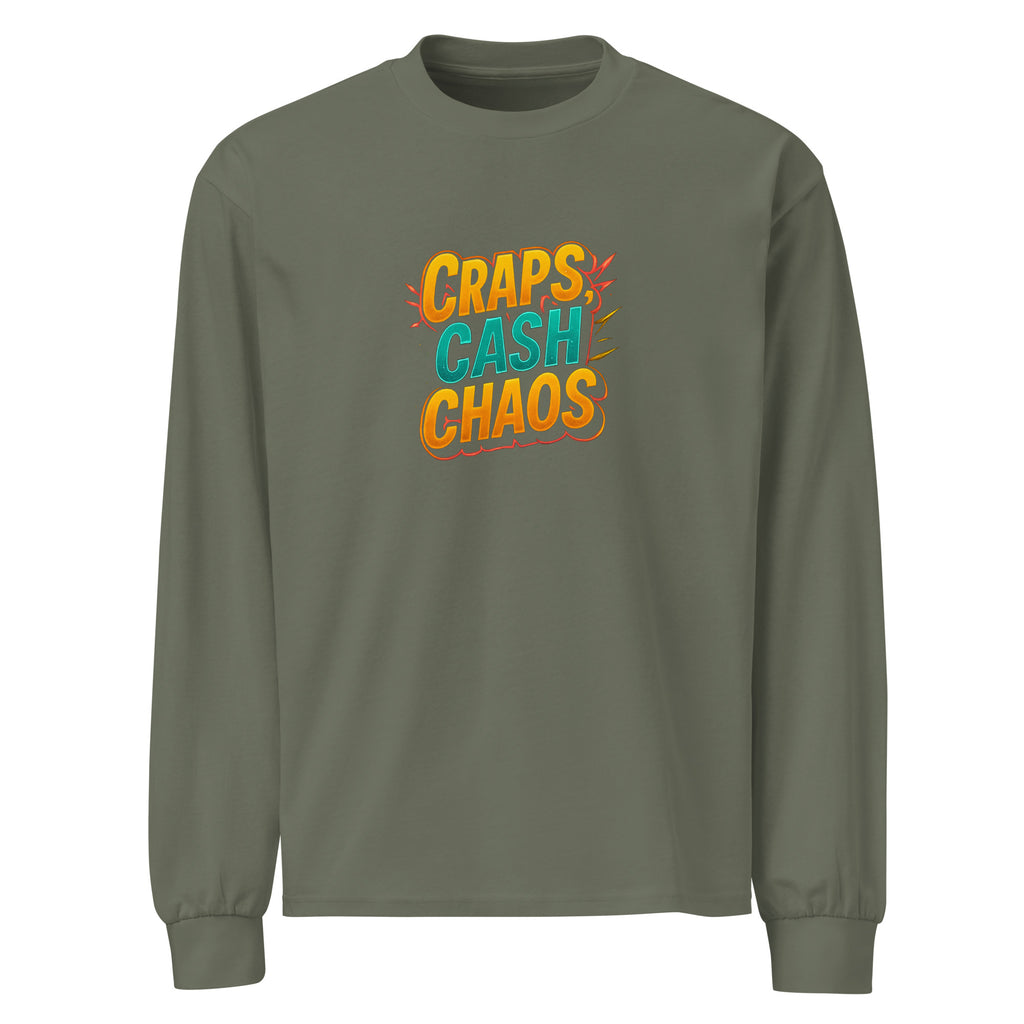 Craps, Cash, Chaos - Sarcastic T-Shirts | PureSarcasm in Sleeve Shirt Cypress - Front View | Sarcastic T-Shirts | PureSarcasm