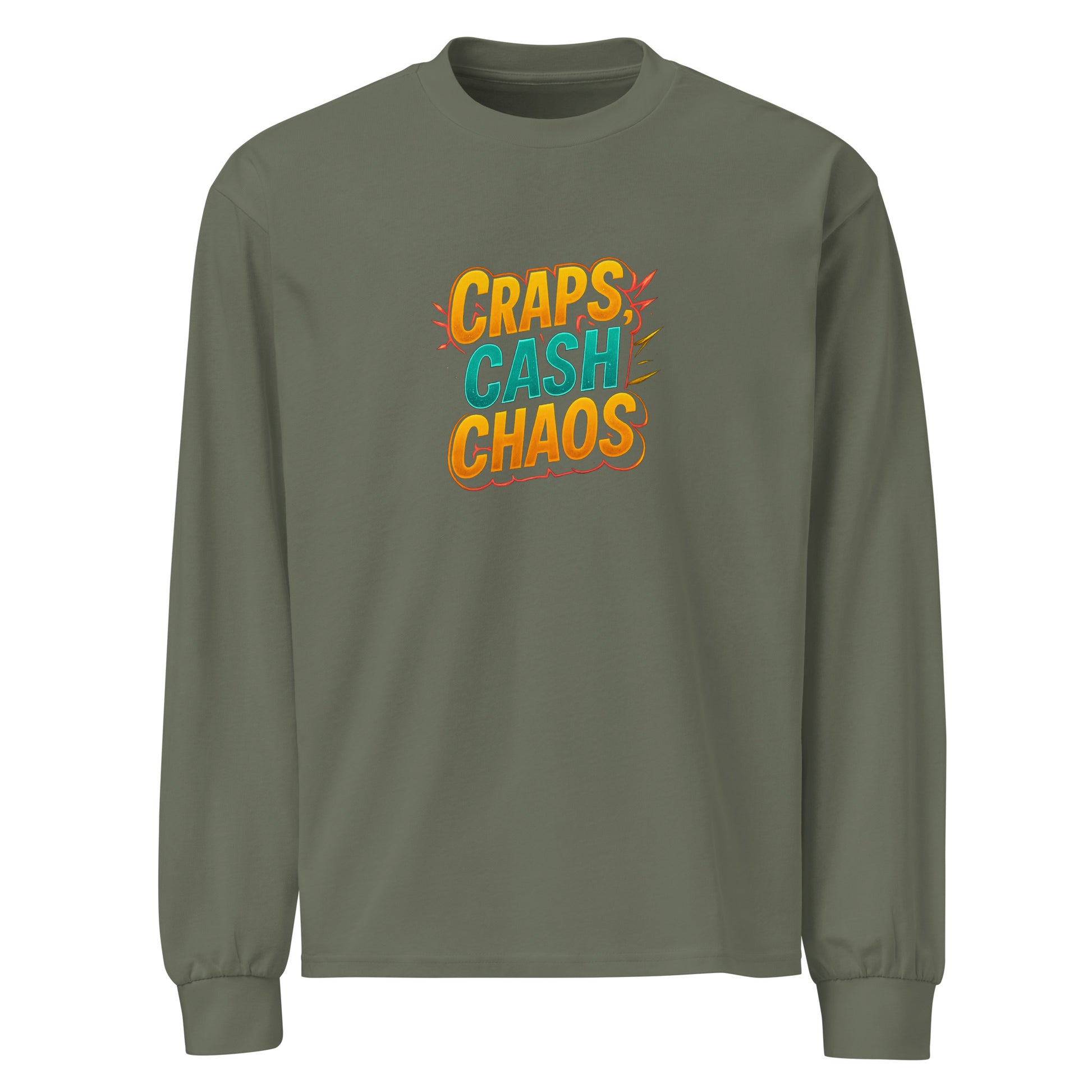 Craps, Cash, Chaos - Sarcastic T-Shirts | PureSarcasm in Sleeve Shirt Cypress - Front View | Sarcastic T-Shirts | PureSarcasm