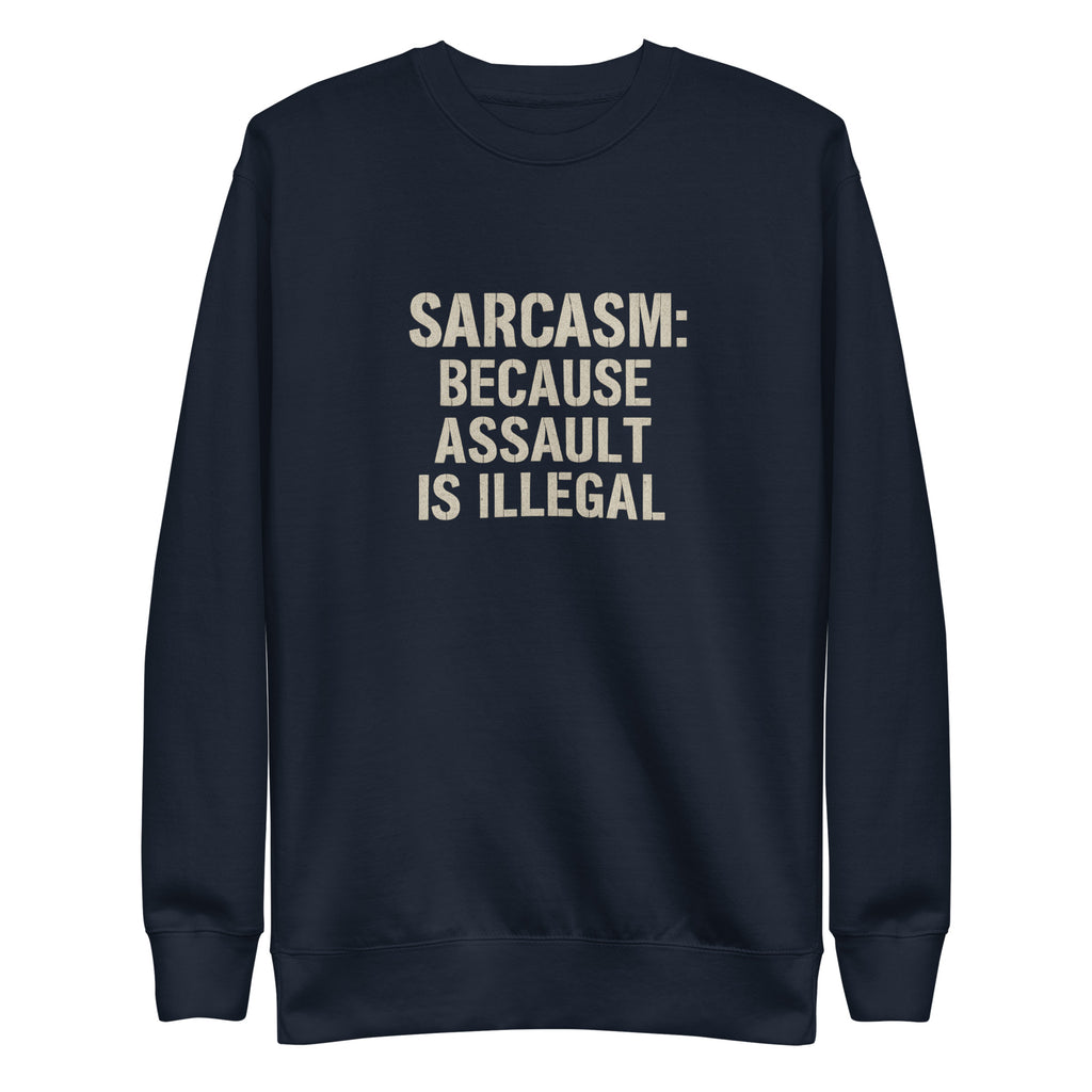PureSarcasm sarcastic sweatshirt - navy blazer, front view
