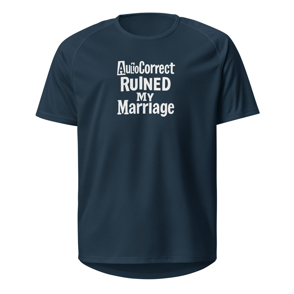 AutoCorrect Ruined My Marriage sarcastic t-shirt - jersey french navy, front view